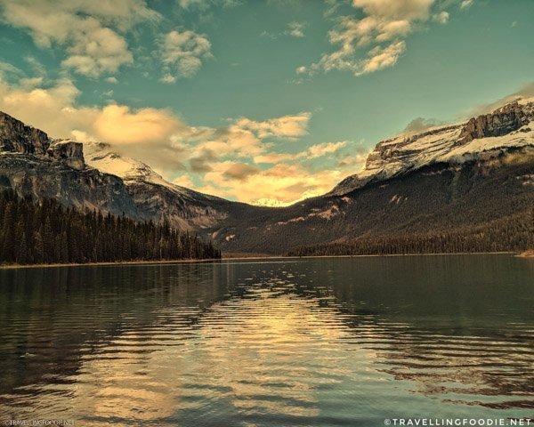 Emerald Lake with Wapta Mountain and Mount Field in Yoho National Park, British Columbia, Canada