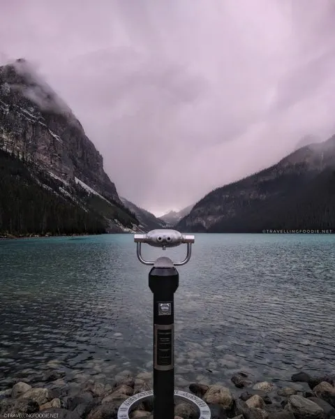 Binocular Observation Stand at Lake Louise in Banff National Park, Alberta, Canada