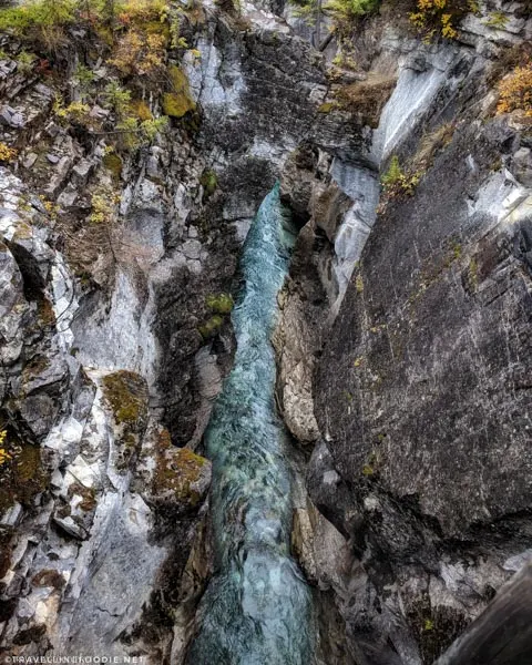 Looking down Tokumm Creek at Marble Canyon in Kootenay National Park, British Columbia, Canada