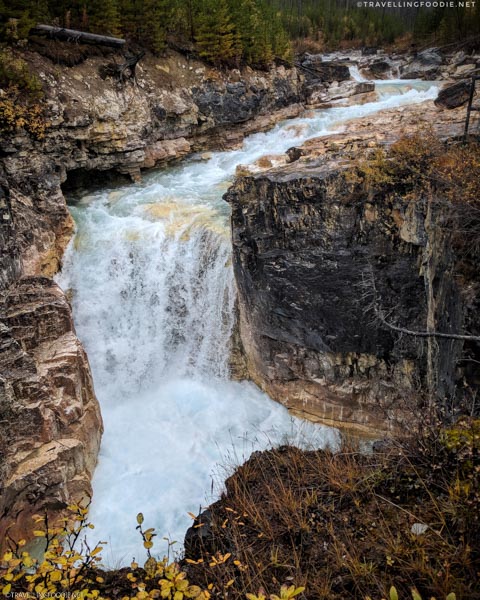 Full View Waterfalls at Marble Canyon in Kootenay National Park, British Columbia in the Canadian Rockies