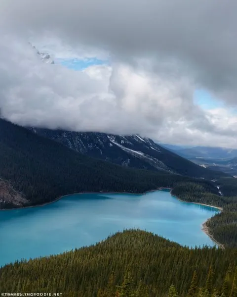 Glimpse of Mount Patterson at Peyto Lake in Banff National Park, Alberta, Canada