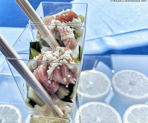 Salmon Cocktail by Dave Ryan at Salmon Capital Seafood Taste for BC Shellfish and Seafood Festival 2017 in Comox Valley, British Columbia
