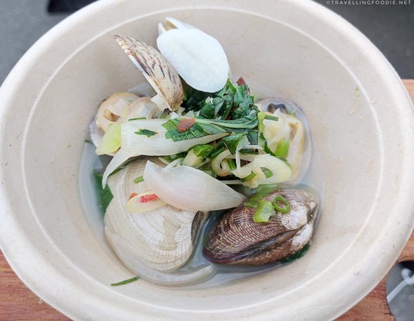 Steamed clams at BC Seafood Expo 2017 in Comox Valley, British Columbia