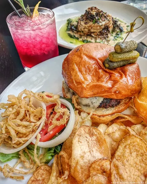 Angus Burger, Cocktail and Escargot at The Candy Apple Cafe & Cocktails in Jacksonville, Florida