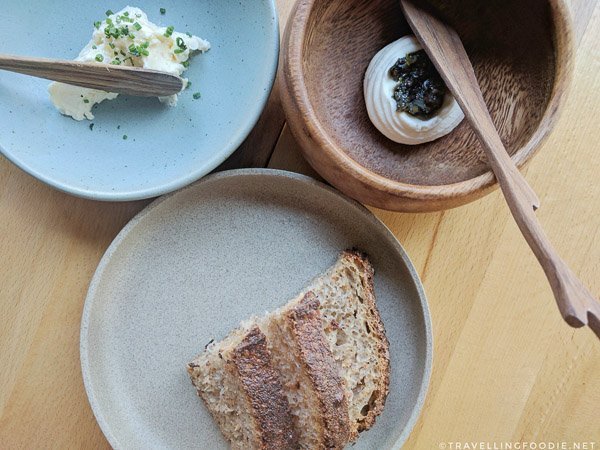 Flatlay Homemade Sourdough Bread at Canis Restaurant Toronto