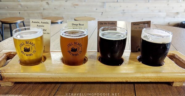 Beer Flight at Full Beard Brewing in Timmins, Ontario