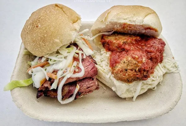 Smoked Brisket Slider from Dabrowski's - Meatball Slider from Toffanello's - Great Canadian Kayak Challenge & Festival - Timmins, Ontario