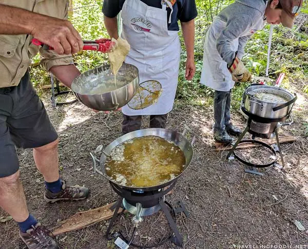 Shore Lunch - Great Canadian Kayak Challenge & Festival - Timmins, Ontario - Frying Pickerel Fish