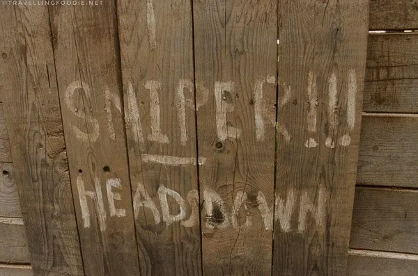 Snipers Heads Down written in Trench in Halifax Citadel, Nova Scotia