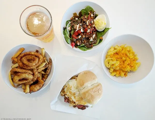 Krave Lager, Spinach Salad, Mac and Cheese, Barnyard Burger, Best of Both from Krave Burger in Halifax