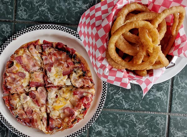 Pizza and Onion Rings at Louie's Pizza & Pasta in Oxford County, Ontario