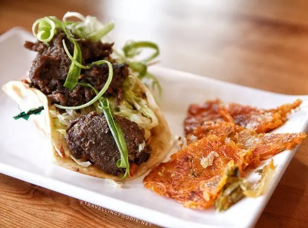 Korean Kimchi Taco with Bulgogi at Maple Avenue Tap and Grill in Haliburton, Ontario