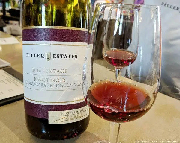 2016 Vintage Pinot Noir at Peller Estates Winery in Niagara-on-the-Lake, Ontario