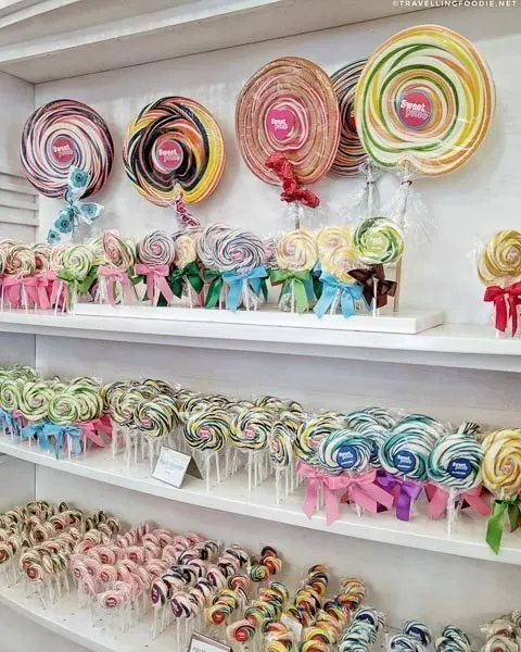 Different sizes of lollipops in Sweete Pate's Candy in Jacksonville, Florida