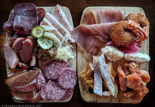 Charcuterie Board and Fish Plank at The Lake House in Calgary, Alberta