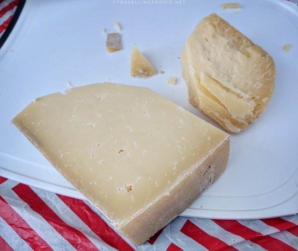 Two kinds of cheese from Fromagerie Kapuskoise at Urban Park Market in Timmins, Ontario