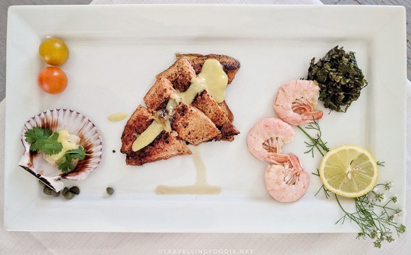 Seafood platter with scallops, arctic char and shrimps at WildExodus in Timmins, Ontario