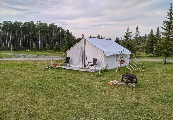 Canvas tent for glamping at WildExodus in Timmins, Ontario