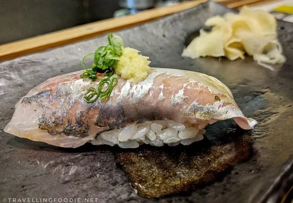 Aji (Spanish Mackerel) Sushi at Zen Japanese Restaurant in Markham, Ontario