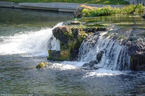 Mini waterfalls from dam at Ponce de Leon Springs State Park in West Volusia, Florida