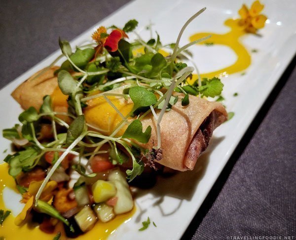 Duck Roll Spring Roll at Domaine Chateau-Bromont, Eastern Townships, Quebec