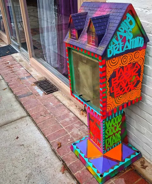 Little Free Library installation in Downtown Woodstock