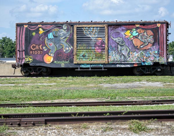 Railcar Mural by Elgin County Railway Museum in St. Thomas, Ontario