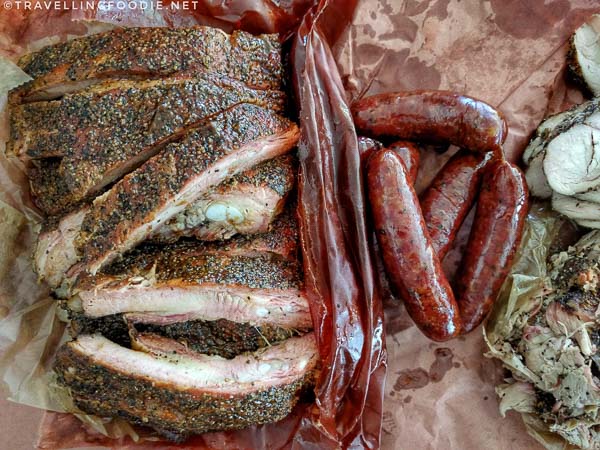 Pork Ribs and Sausages from Franklin Barbecue in Austin, Texas