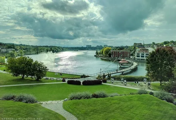 View of Lac des Nations from bedroom at Grand Times Hotel Sherbrooke