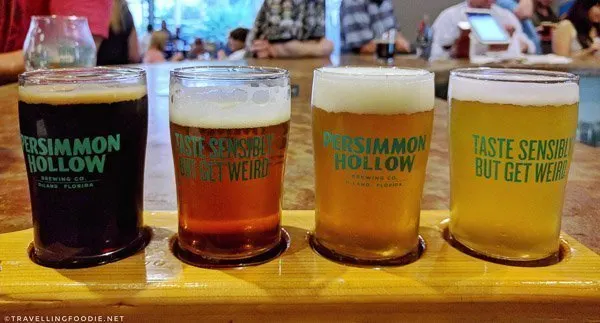Beer Flight at Persimmon Hollow Brewing Co. in DeLand, West Volusia, Florida