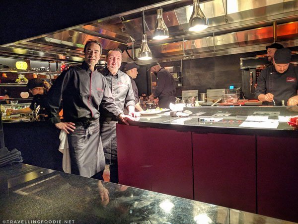 Chefs Alain Verzeroli and Eric Gonzalez at L'Atelier de Joel Robuchon Montreal for Montreal en Lumiere