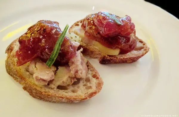 Foie Gras with Lennox Farms Rhubarb in Montecito Summer Farmers Market in Toronto, Ontario
