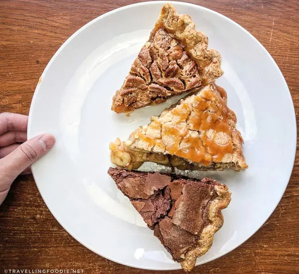 Chocolate Chess, Bourbon Pecan and Apple Streusel Pies at Pie Bar in Downtown Woodstock, Georgia