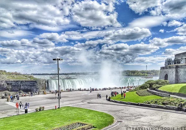 View of Niagara Falls from Queen Victoria Place Restaurant in Niagara Falls, Ontario