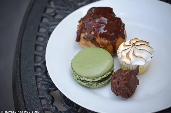 Macaron, Cream Puff, Chocolate Rocher and Mini Key Lime Bite at Urban Patisserie in Port Dover, Norfolk County, Ontario