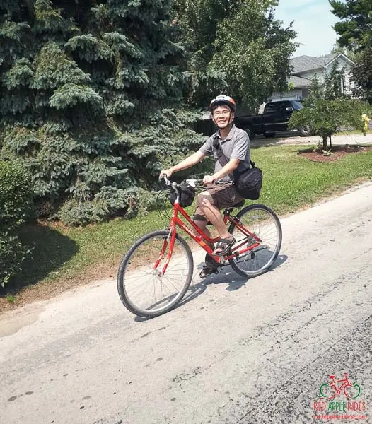 Travelling Foodie Raymond Cua cycling with Red Apple Rides in Port Dover, Norfolk County, Ontario