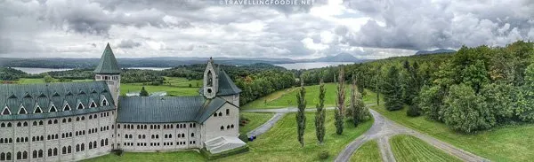 Panoramic view from clock tower at Saint Benedict Abbey, Eastern Townships, Quebec