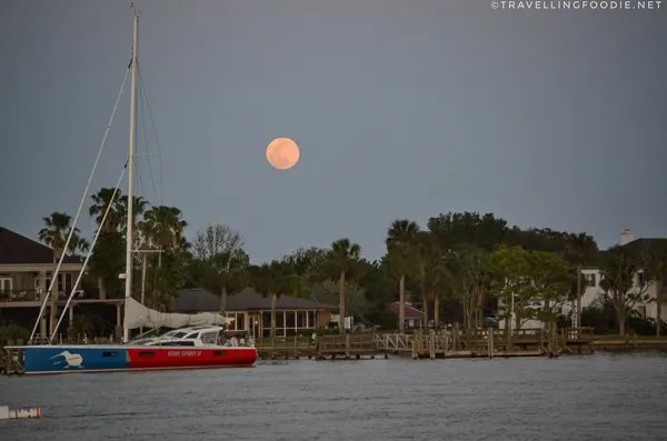 Pink Moon during Schooner Freedom Sunset Sail in St. Augustine, Florida