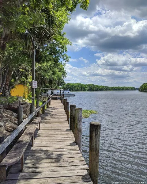 Dock at St. Johns River at Shady Oak Restaurant in DeLand, West Volusia, Florida