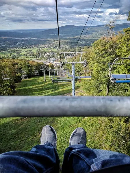 My perspective riding the lift at Ski Bromont, Eastern Townships, Quebec