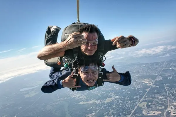 Raymond and Trevor freefalling with Skydive Deland in West Volusia, Florida