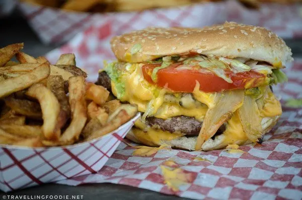 Bacon Cheeseburger with Fries at Snack Wacky Foods in Railway City, Ontario