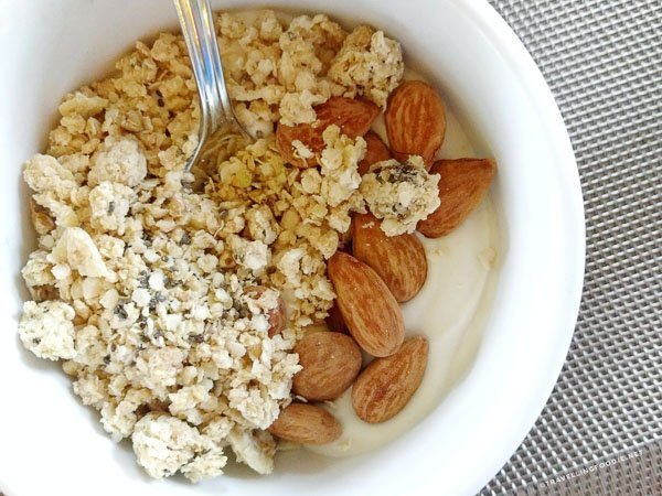 Almond and cashew yogurt for breakfast at Spa Eastman in Eastern Townships, Quebec