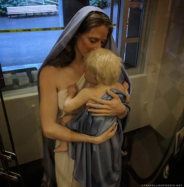 Mother Mary sculpture at The Grotto Visitors Center in Portland, Oregon