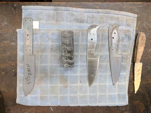 Unfinished knives at Weige Knives in Austin, Texas