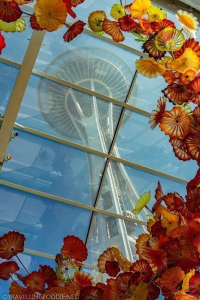 Space Needle from Glasshouse at Chihuly Garden and Glass in Seattle, Washington