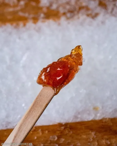 Maple taffy at Richardson's Farm and Market in Dunnville, Haldimand County, Ontario