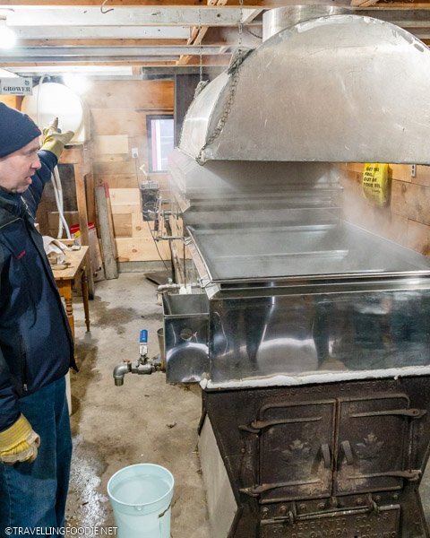 Boiler in the Sugar Shanty at Richardson's Farm and Market in Dunnville, Haldimand County, Ontario