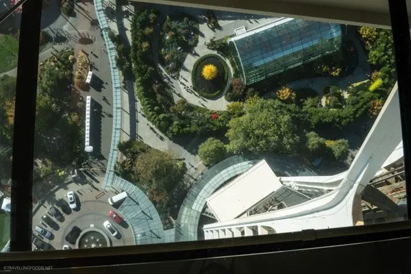 Glass floor of The Loupe at Space Needle in Seattle, Washington