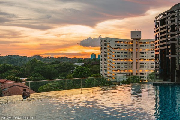 Infinity Pool during sunset at Park Hotel Alexandra in Singapore
